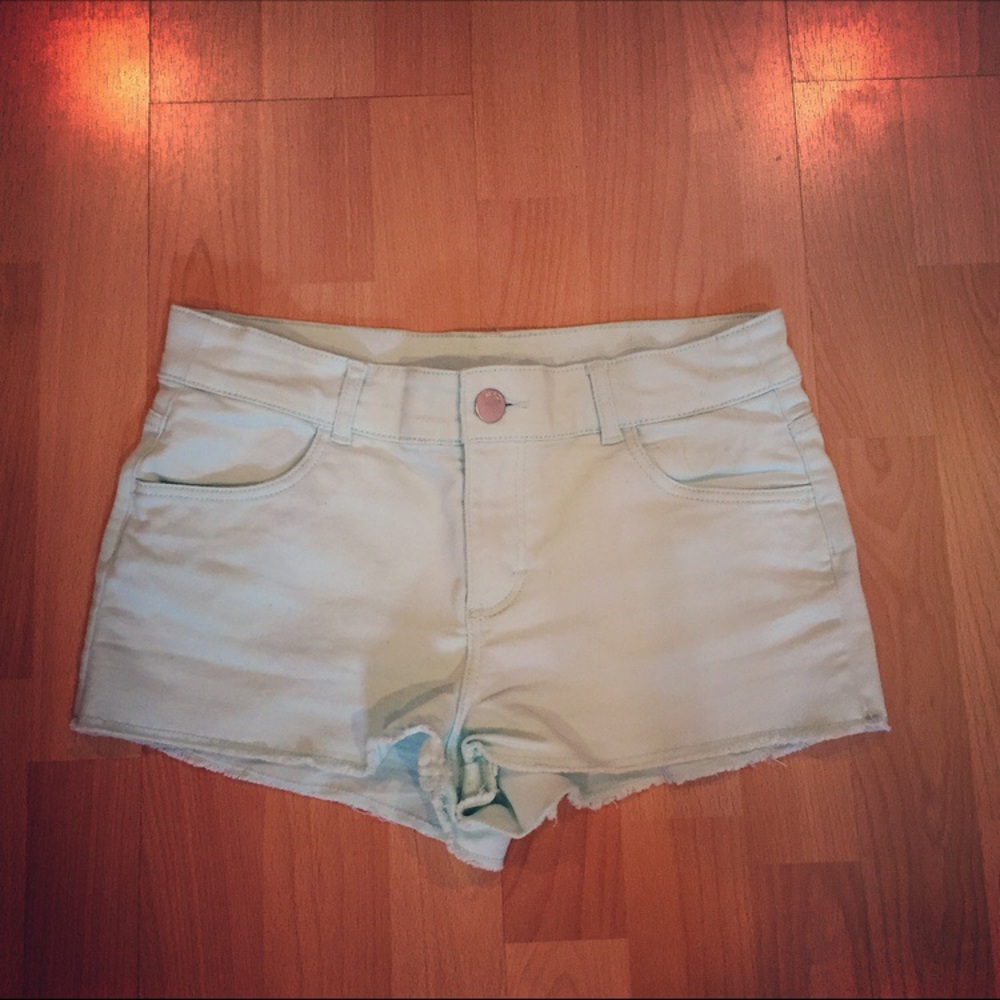 H&M mint sky blue high waisted cutoff shorts